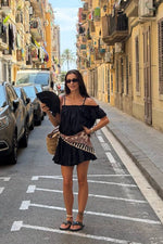Load image into Gallery viewer, Black Cotton Mini Dress
