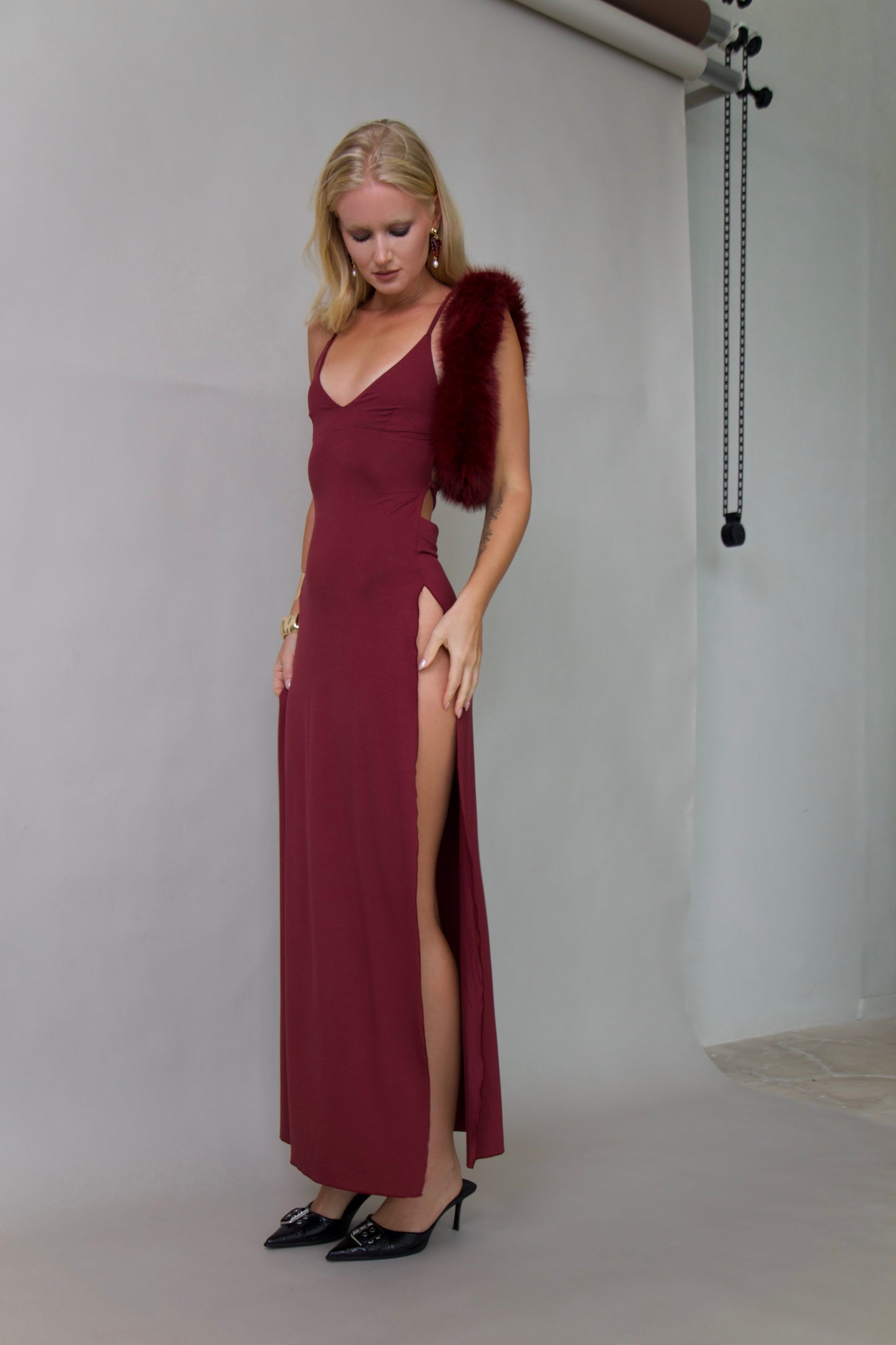 Love Poison dress in burgundy