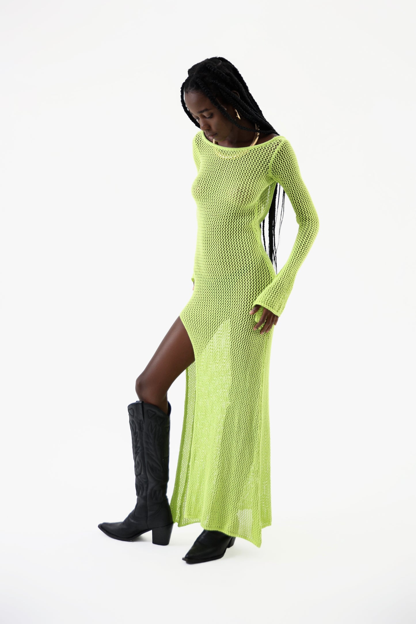 Knit maxi dress in melon