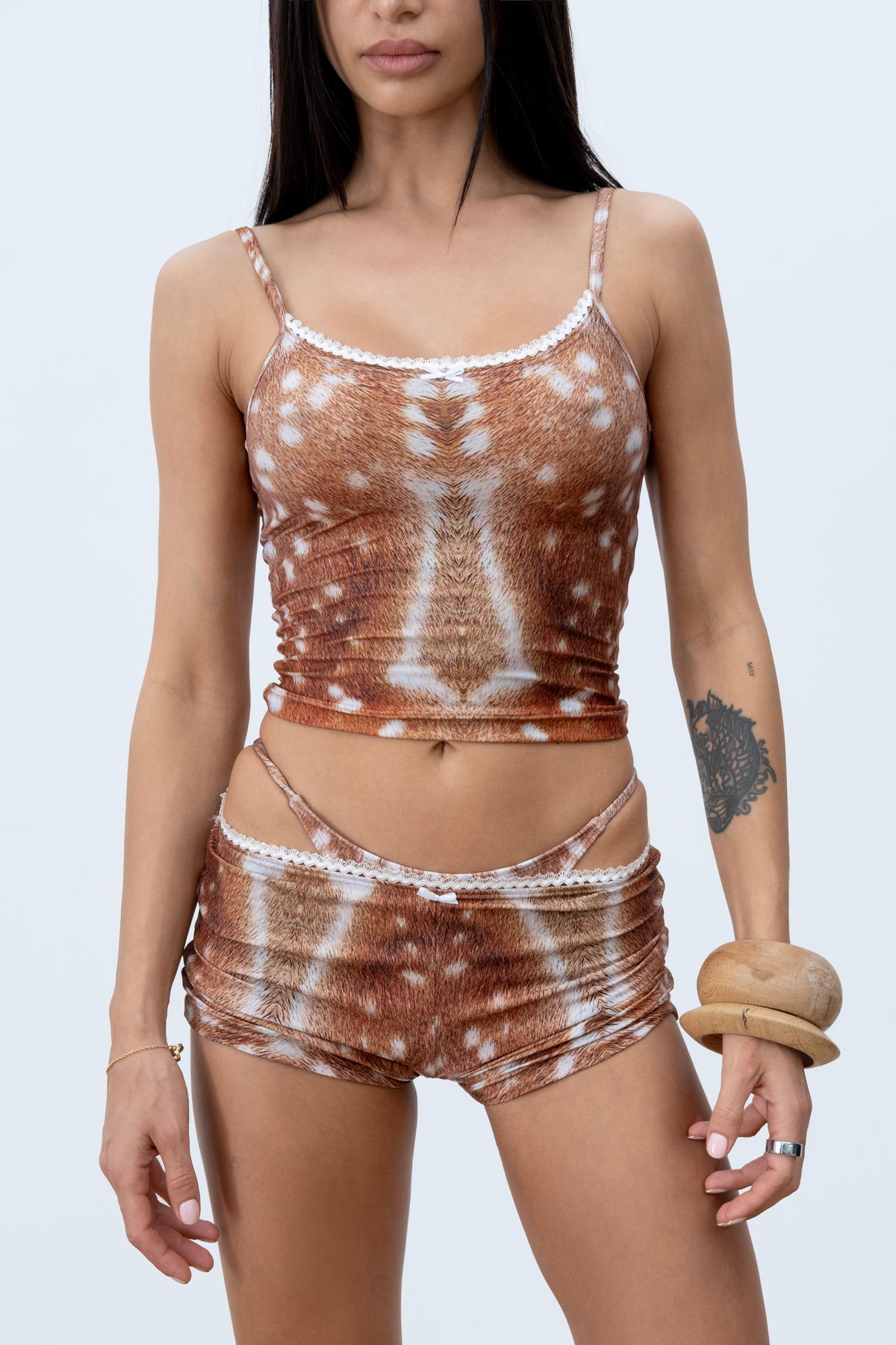 Bambi print tank top & mini shorts set