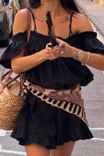 Load image into Gallery viewer, Black Cotton Mini Dress
