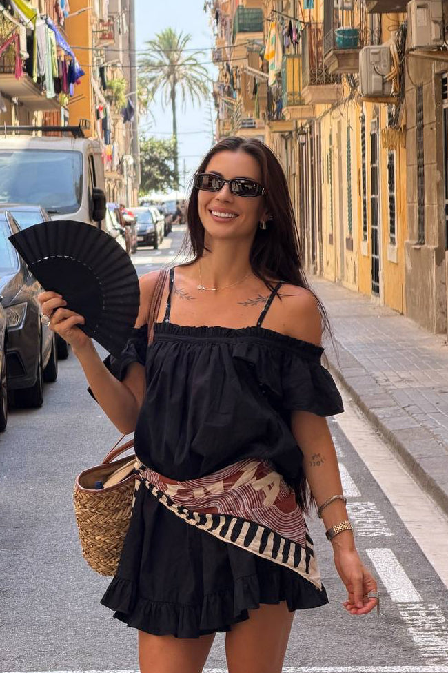 Black Cotton Mini Dress