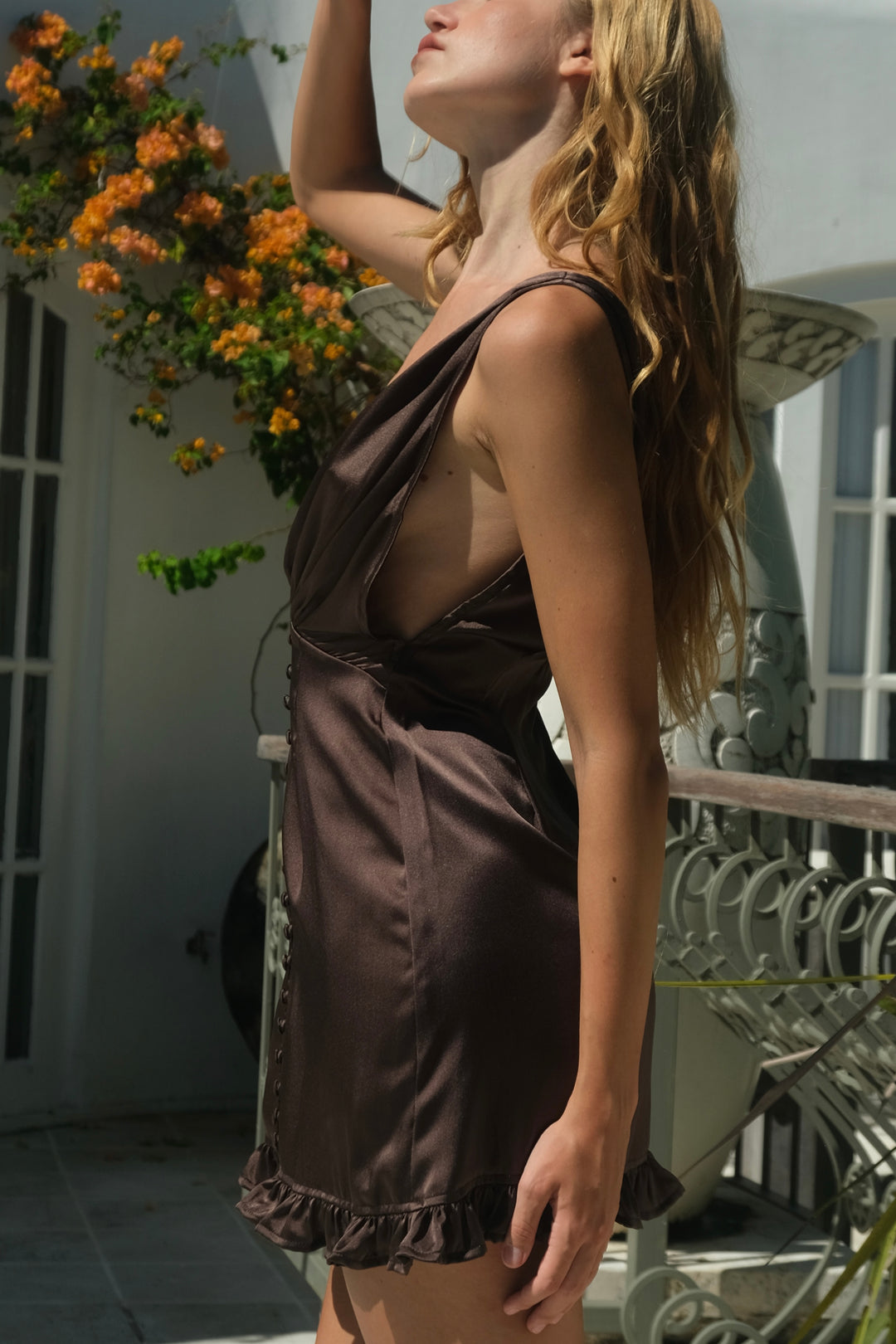 Silk Mini Dress — Asphalt Grey