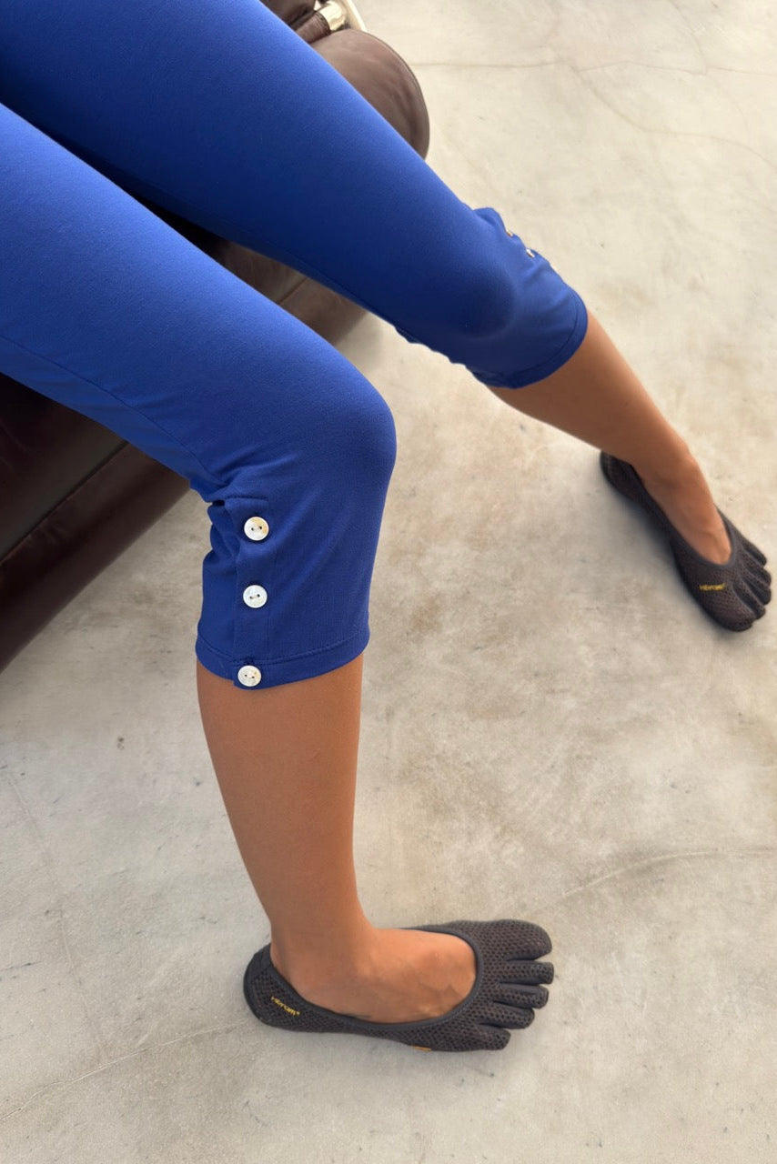 Button Capri Pants  Double Waist Fit